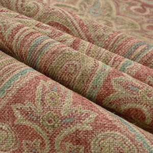 Cotton Linen Beige Blue Aqua Rose Pink Damask Upholstery Drapery Fabric FB