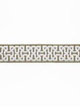 Load image into Gallery viewer, 3" Wide Cotton Viscose Taupe Ivory Embroidered Geometric Drapery Tape Trim