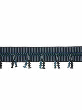 Load image into Gallery viewer, 2.25" Wide Navy Blue Stripe Tassel Fringe Drapery Tape Trim