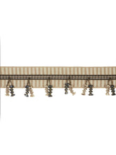 Load image into Gallery viewer, 2.25&quot; Wide Beige Grey Cream Stripe Tassel Fringe Drapery Tape Trim