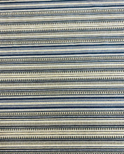 Load image into Gallery viewer, Arc Com Morocco Navy Blue Grey Water &amp; Stain Resistant Stripe Chenille Upholstery Fabric STA 5131