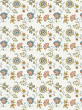 Load image into Gallery viewer, Cotton Floral Embroidered Cream Green Aqua Blue Brown Rusty Red Mustard Gold Drapery Fabric