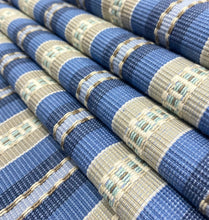 Load image into Gallery viewer, kravet 33150-5 Blue Taupe Cream Cotton Stripe Upholstery Fabric STA 5091