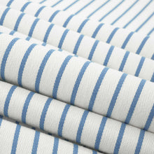 Load image into Gallery viewer, Bella Dura Indoor Outdoor Nikomis Ticking Stripe French Blue Cream Upholstery Drapery Fabric FB