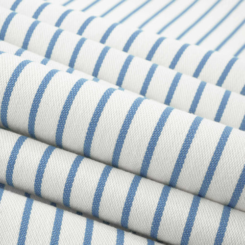 Bella Dura Indoor Outdoor Nikomis Ticking Stripe French Blue Cream Upholstery Drapery Fabric FB