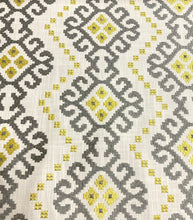 Load image into Gallery viewer, Kravet Design 33316-411 Embroidered Grey Green Chartreuse Ikat Drapery Fabric WHS 5179