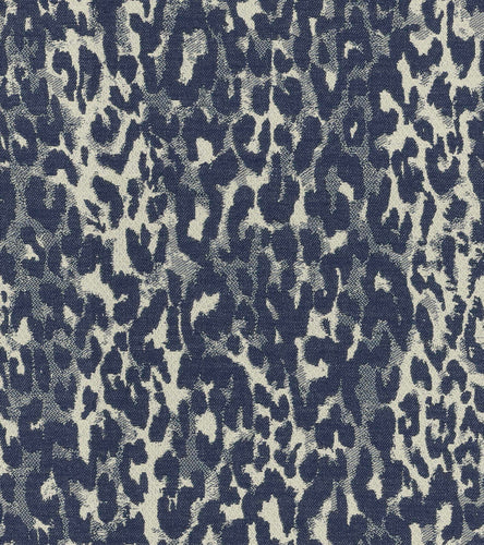 Bella Dura Indoor Outdoor Tiki Animal Pattern Cheetah Navy Blue Light Grey Upholstery Drapery Fabric FB