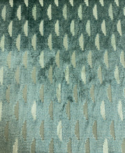 Load image into Gallery viewer, S. Harris Haystack Velvet Metal Teal Geometric Upholstery Fabric STA 5132