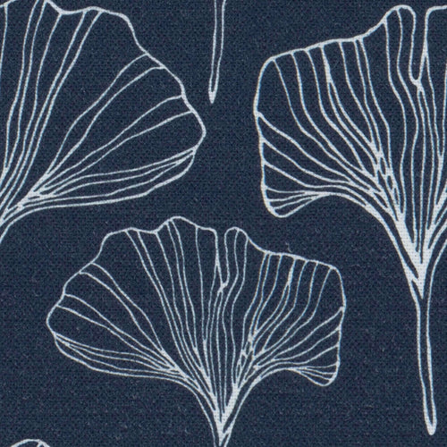 Cotton Floral Gingko Navy Blue White Upholstery Drapery Fabric FB