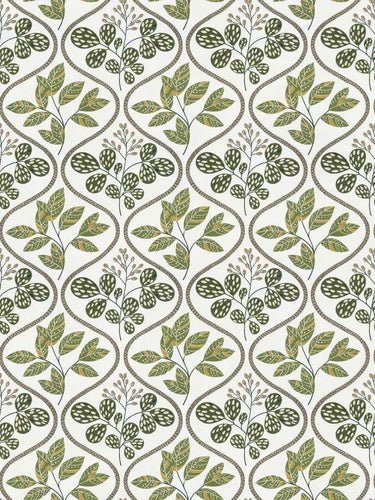 Cotton Cream Olive Green Brown Mustard Floral Upholstery Drapery Fabric FB