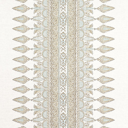 Four Made to Order Thibaut Akola Stripe in Beige Side Drapery Panels / Double Width