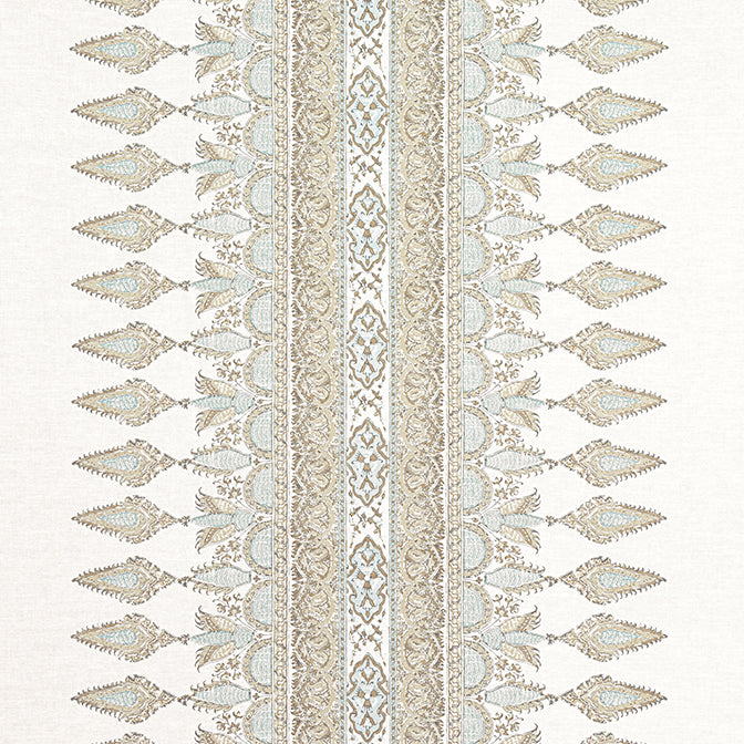 Four Made to Order Thibaut Akola Stripe in Beige Side Drapery Panels / Double Width