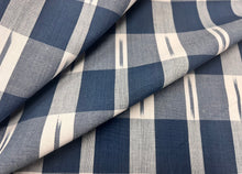 Load image into Gallery viewer, Remnant Thibaut Ellastone Check Navy Cotton Fabric