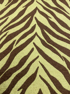 Home Decorator Olive Green Brown Tiger Animal Pattern Chenille Upholstery Fabric Tribal Jungle Tropical WHS 5054