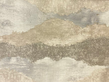 Load image into Gallery viewer, Designer Water Stain Resistant Opal Beige Taupe Grey Abstract Velvet Upholstery Fabric STA 5185
