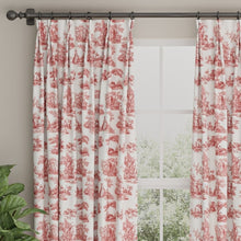 Load image into Gallery viewer, Cream Burgundy Red French Scenic Toile Drapery Upholstery Fabric