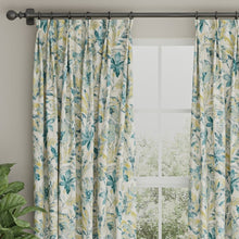 Load image into Gallery viewer, Stain Resistant Beige Teal Seafoam Floral Upholstery Drapery Fabric