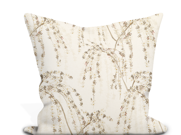 Custom Pillow Cover in Floral Thibaut Weeping Blossom in White - One Side