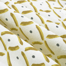 Load image into Gallery viewer, Linen Cotton Cream Mustard Gold Grey Geometric Upholstery Drapery Fabric FB
