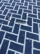 Load image into Gallery viewer, 1.4 Yard Remnant Thibaut Cobblestone Marine Stain Resistant Navy Blue Geometric Upholstery Fabric STA 5120