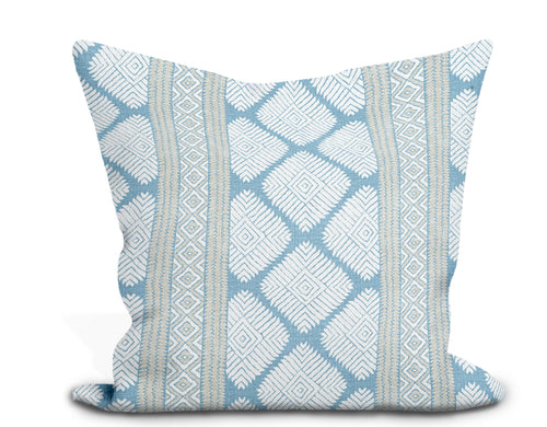 Thibaut Austin Brown and Navy Blue Block Print Throw Pillow