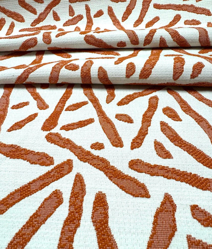 Maxwell Maxwell Open Concept Satsuma Performance Woven Water & Stain Resistant Orange Cream Upholstery Drapery Fabric