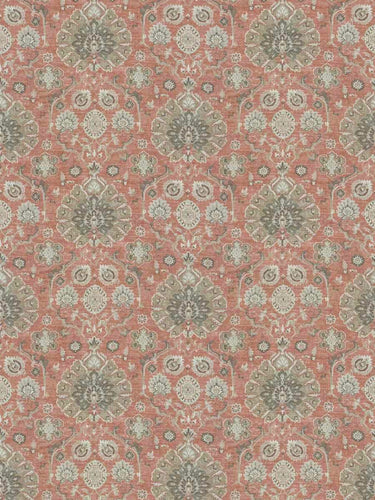 Cotton Linen Salmon Pink Cream Grey Beige Ikat Upholstery Drapery Fabric FB