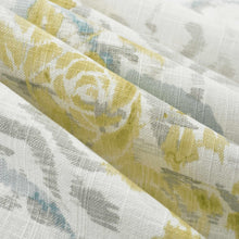 Load image into Gallery viewer, Linen Cotton Cream Yellow Grey Blue Floral Drapery Fabric FB