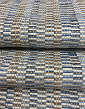 Load image into Gallery viewer, Kravet Crypton 34694-521 Mustard Cream Navy Blue Brown Geometric Water &amp; Stain Resistant Upholstery Fabric WHS 5147
