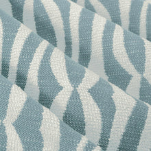 Load image into Gallery viewer, Bella Dura Indoor Outdoor Marina Bay Geometric Aqua Blue Cream Upholstery Drapery Fabric FB