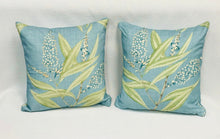 Load image into Gallery viewer, 17” X 17” Pillow Cover in Floral Botanical Thibaut Winter Bud in Teal - One Side / Pair