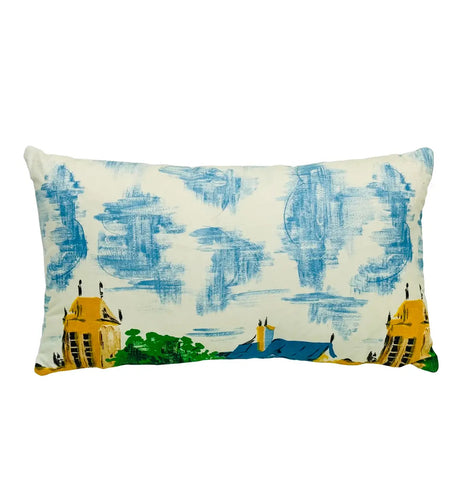 12” X 22” Paris Rooftops Lumbar Pillow Cover in Vintage Cotton Fabric