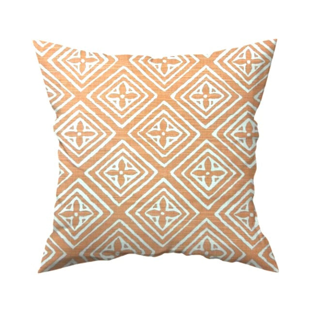 Quadrille China Sea Fiorentina Terracotta Orange on White Pillow Cover