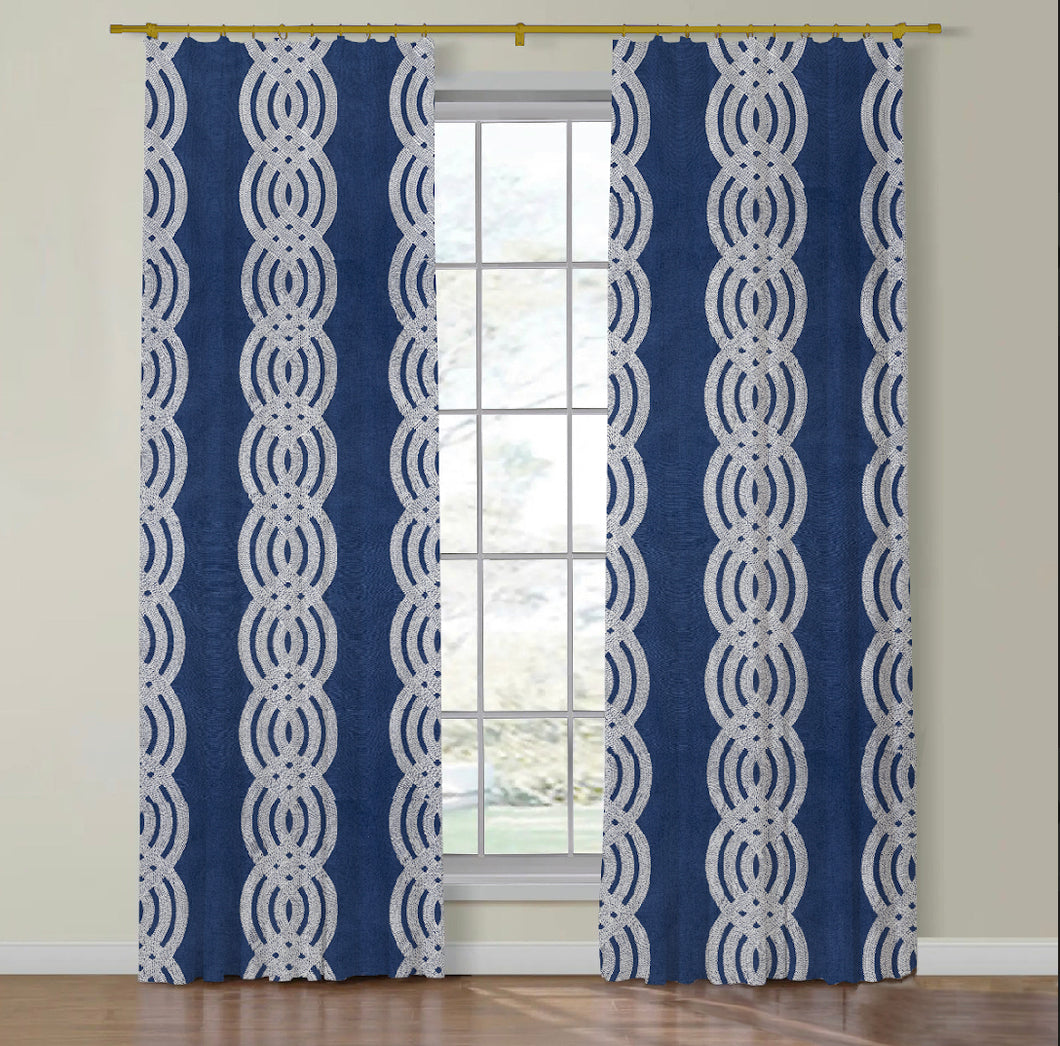 Thibaut Braid Embroidery Side Drapery Panels