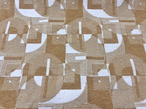 Pindler & Pindler Oxley Golden Mustard Gold Cream Abstract Art Deco Geometric Chenille Upholstery Fabric