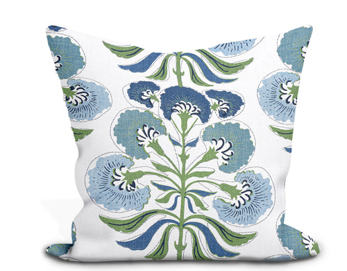 Thibaut Honshu Red and Blue Floral Throw Pillow