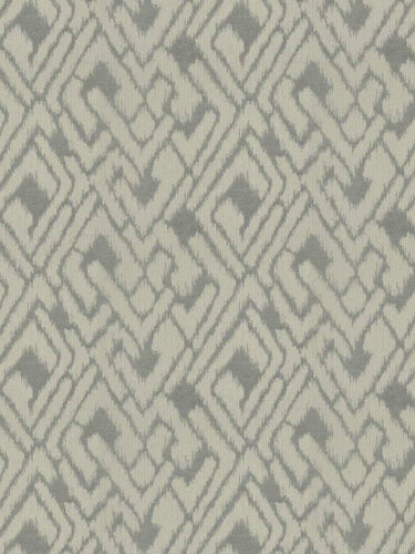 Beige Grey Geometric Abstract Ikat Chenille Upholstery Fabric FB