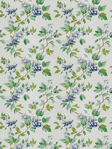 Cotton Linen Blend Cream Green Blue Taupe Floral Upholstery Drapery Fabric FB