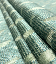 Load image into Gallery viewer, S. Harris Haystack Velvet Metal Teal Geometric Upholstery Fabric STA 5132