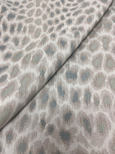 Load image into Gallery viewer, Designer Water Stain Resistant Seafoam Green Aqua Ivory Beige Cheetah Upholstery Fabric