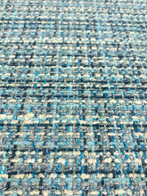 Load image into Gallery viewer, Designer Navy French Blue Grey MCM Mid Century Modern Tweed Upholstery Fabric STA 5169