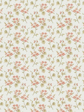 Load image into Gallery viewer, Cotton Floral Embroidered Cream Peach Coral Taupe Sage Green Drapery Fabric