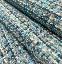 Load image into Gallery viewer, Designer Navy French Blue Grey MCM Mid Century Modern Tweed Upholstery Fabric STA 5169