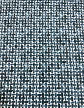 Load image into Gallery viewer, Fil Doux Textiles Magnetic Dark Denim Navy Blue White Abstract Geometric Upholstery Drapery Fabric STA 5128