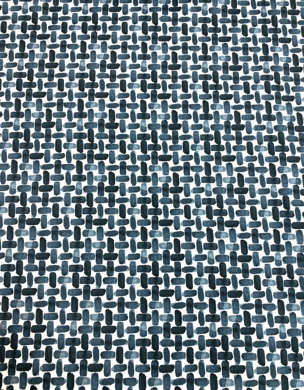 Fil Doux Textiles Magnetic Dark Denim Navy Blue White Abstract Geometric Upholstery Drapery Fabric STA 5128