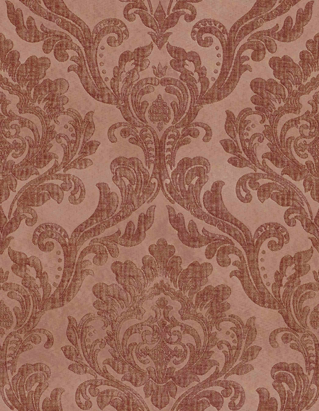 Coral Damask Chenille Upholstery Drapery Fabric FB