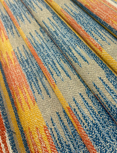 Kovi Madras Beige Blue Red Southwestern Kilim Water & Stain Resistant Upholstery Fabric STA 5023