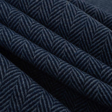 Load image into Gallery viewer, Wool Blend Navy French Blue MCM Mid Century Modern Herringbone Upholstery Drapery Fabric FB