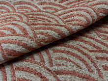 Load image into Gallery viewer, Art Deco Mustard Gold Metallic Burnt Orange Art Deco Chenille Upholstery Fabric