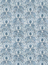 Load image into Gallery viewer, Cotton Linen Cream Navy Blue Grey Floral Upholstery Drapery Fabric FB